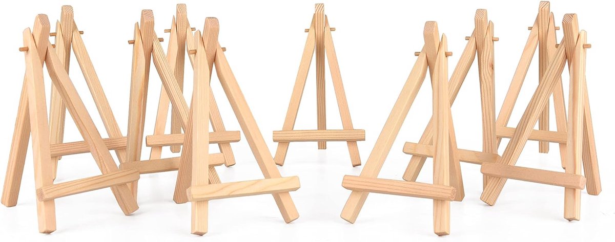 10 x mini ezels kleine houten display voor bordjes schildersezel voor foto s memohouder plaatskaarthouder houder voor naambordjes en nog veel meer