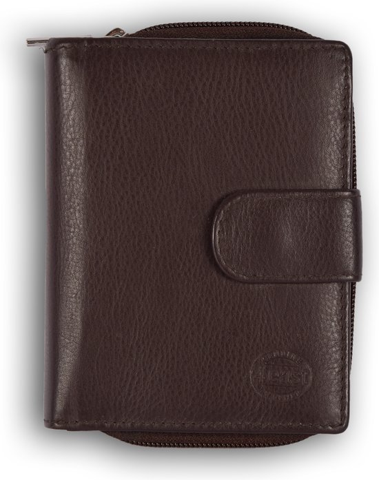 4east Bruine Lederen Heren Portemonnee met RFID-bescherming | Geschikt Voor Pasjes, Briefgeld & Muntgeld | 13cm x 10cm x 2cm