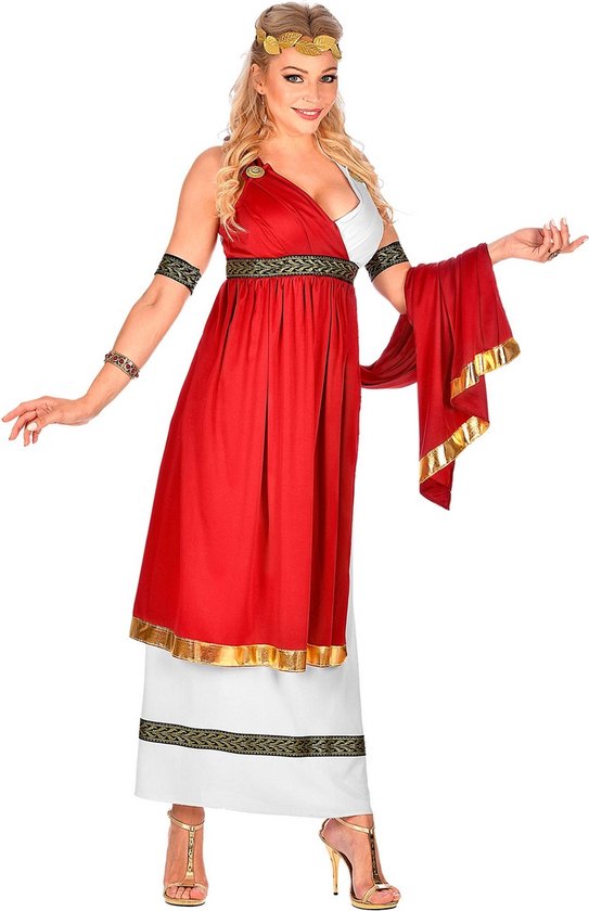 Widmann - Griekse & Romeinse Oudheid Kostuum - Romeinse Keizerin Cornelia Cunicula - Vrouw - Rood, Wit / Beige - Medium - Carnavalskleding - Verkleedkleding