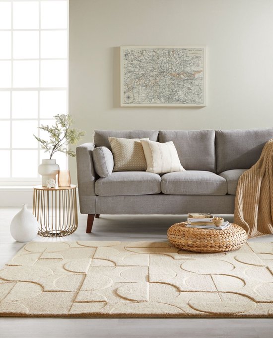 Gigi wollen vloerkleed geometrisch naturel/beige