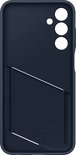Binnenzijde van donkerblauwe Samsung Card Slot Case, met tekst 'Designed by Samsung Made in China'.