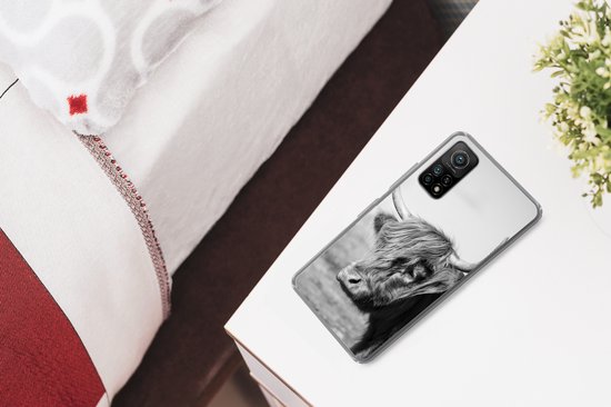 Coque Xiaomi Mi 10T 5G - Scottish Highlander - Animaux - Zwart - Wit - Étui de téléphone en Siliconen