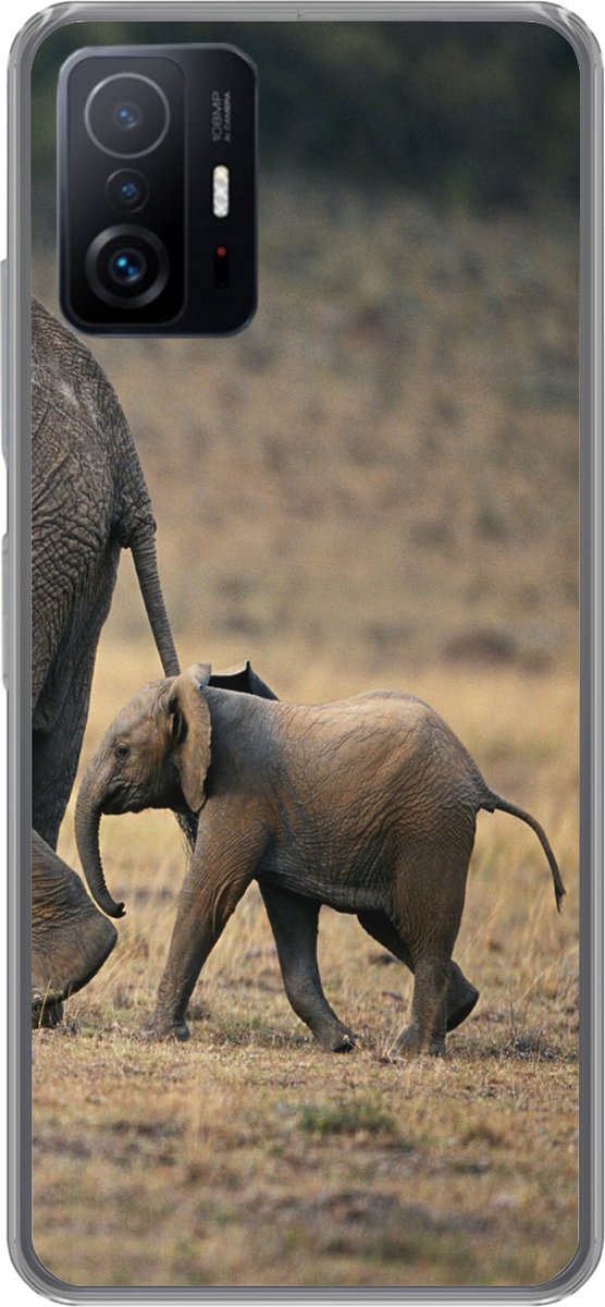 Telefoonhoesje Geschikt voor Xiaomi 11 Lite 5G NE hoesje - Olifant - Dieren - Savanne - Natuur - Siliconen Telefoonhoesje Telefoonhoesje
