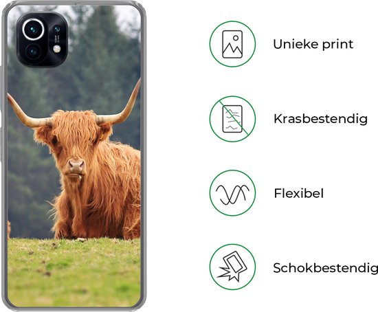 Convient pour la coque Xiaomi Mi 11 - Highlanders écossais - Herbe - Forêt - Étui de téléphone en Siliconen