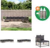 vidaXL 8 delige Loungeset met kussens poly rattan antracietkleurig Loungebank Inclusief Onderhoudsset