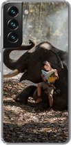 Convient pour coque Samsung Galaxy S22 - Éléphant - Garçon - Boek - Forêt - Animaux - Nature - Coque de téléphone en Siliconen
