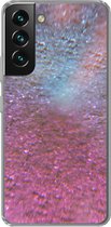 Geschikt voor Samsung Galaxy S22 hoesje - Roze - Glitter - Abstract - Design - Blauw - Siliconen Telefoonhoesje