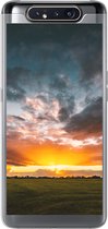 Geschikt voor Samsung Galaxy A80 hoesje - Zonsondergang boven een weiland in Nederland - Siliconen Telefoonhoesje
