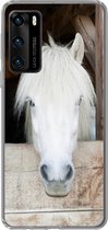 Geschikt voor Huawei P40 hoesje - Paarden - Paardenstal - Planken - Siliconen Telefoonhoesje