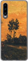 Telefoonhoesje Geschikt voor Huawei P30 hoesje - Landschap bij zonsondergang - Vincent van Gogh - Siliconen Telefoonhoesje