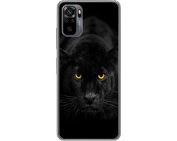 Telefoonhoesje Geschikt voor Xiaomi Geschikt voor Redmi Note 10 Pro hoesje - Luipaard - Ogen - Zwart - Siliconen Telefoonhoesje Telefoonhoesje