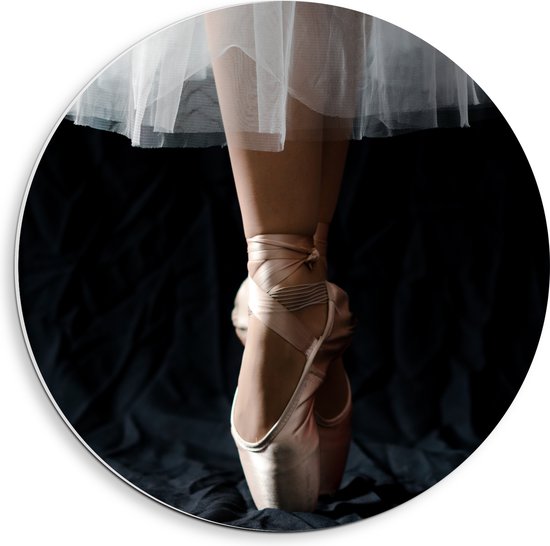 PVC Schuimplaat Muurcirkel - Ballerina - Balet - Schoenen - Dansen - 40x40 cm Foto op Muurcirkel (met ophangsysteem)