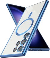 Casemania Hoesje Geschikt voor Samsung Galaxy S24 Ultra Blauw - Siliconen Back Cover - Geschikt voor Magsafe