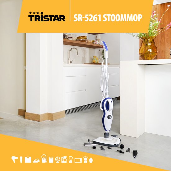 Tristar SR-5261 - Stoomreiniger 400ml Waterreservoir - Gebruik voor vloeren, tapijt, ramen - Incl 12 assecoires