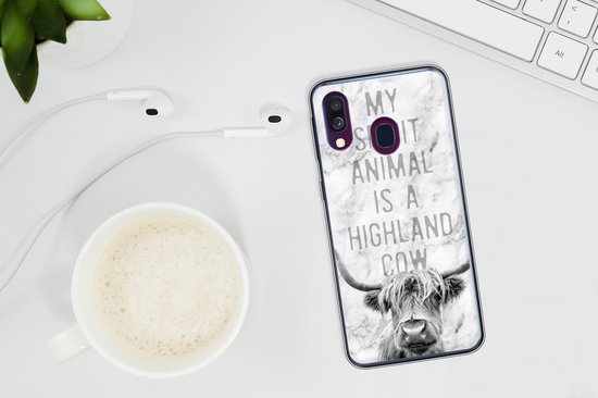 Coque Samsung Galaxy A40 - Highlander écossais - Marbre - Citation - Coque de téléphone en Siliconen