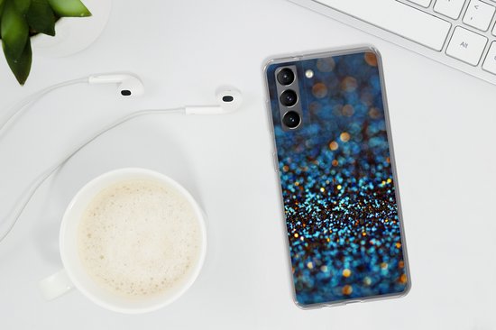 Coque Samsung Galaxy S21 - Fond délavé paillettes colorées - Siliconen - Noël - Cadeaux - Cadeaux chaussures