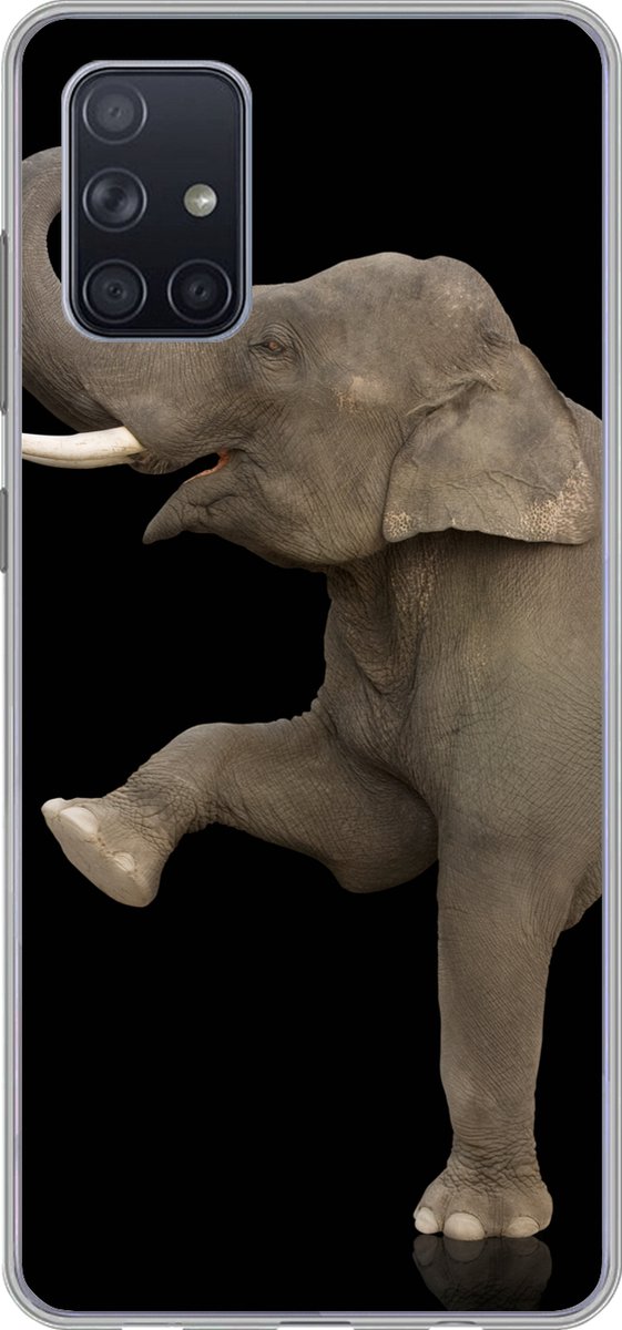 Telefoonhoesje Geschikt voor Samsung Galaxy A51 hoesje - Olifant - Dieren - Zwart - Portret - Siliconen Telefoonhoesje Telefoonhoesje