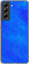 Geschikt voor Samsung Galaxy S21 FE hoesje - Blauw - Abstract - Design - Siliconen Telefoonhoesje