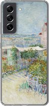Telefoonhoesje Geschikt voor Samsung Galaxy S21 FE hoesje - Montmartre: achter le Moulin de la Galette - Vincent van Gogh - Siliconen Telefoonhoesje Telefoonhoesje