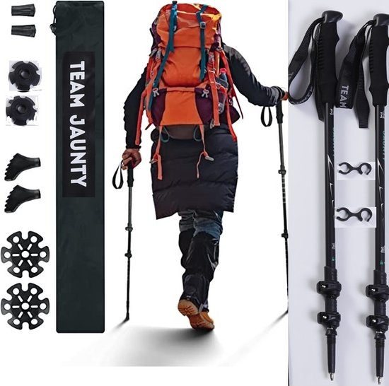 Kurkgreep Stok ALPENWERT Wanderstöcke Faltbar [Carbon & Aluminium] Nordic Walking Stöcke Damen & Herren Klappbar Trekkingstöcke – Ideal Für Wandern, Trekking, UVM. ( Carbon Verstelbare Wandelstok