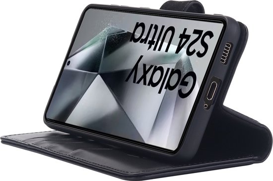 Samsung Galaxy S24 Ultra Hoesje - Luxe MobyDefend Wallet Bookcase - Zwart - GSM Hoesje - Telefoonhoesje Geschikt Voor Samsung Galaxy S24 Ultra - MobyDefend