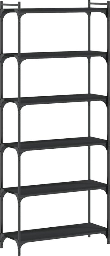 vidaXL - Boekenkast - 6-laags - 80x30x188 - cm - bewerkt - hout - zwart
