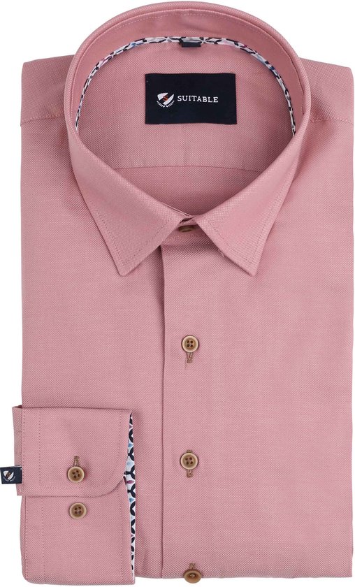 Suitable - Overhemd Oud Roze - Heren - Maat 39 - Slim-fit