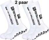 CHPN - Chaussettes - Chaussettes Grip - Chaussettes de Chaussettes de sport - 2 paires - Chaussettes de Sport - Chaussettes de maintien - Chaussettes robustes - Wit - Taille 44