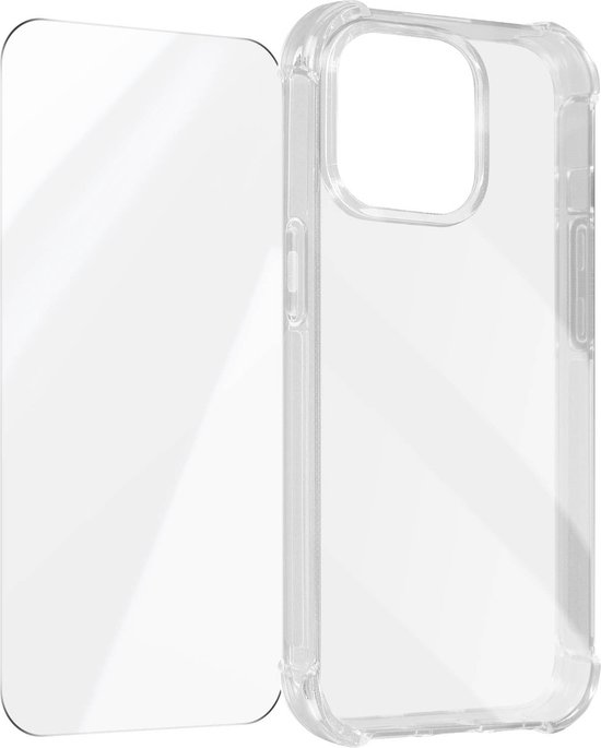 Coque adaptée pour Apple iPhone 15 Pro Max antichoc coins 9H verre trempé, transparent