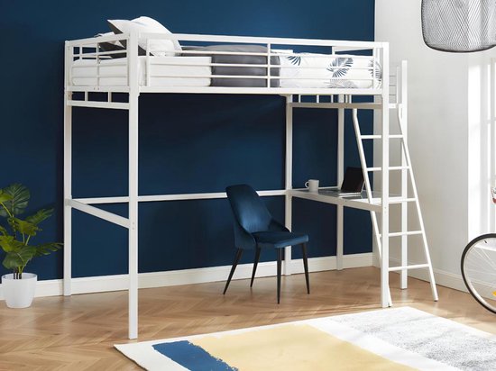 Vente-unique Hoogslaper metaal wit 140 x 190 cm CASUAL