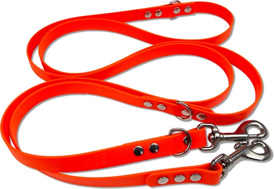 Miqdi - laisse pour chien réglable et mains libres de BioThane® - 3 mètres de long - orange fluo - L - pour grands chiens