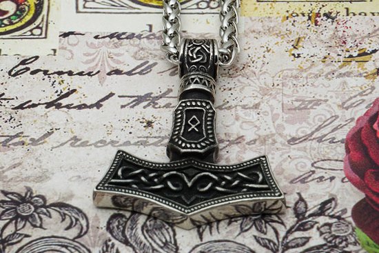 [Two Ravens] Thor's Hamer Ketting - Viking Ketting - Thor Hamer Hanger met Odal Rune en Noorse Knopen - Noorse Mythologie - Asatru - Heidens - Spiritueel - Pagan - Natuur