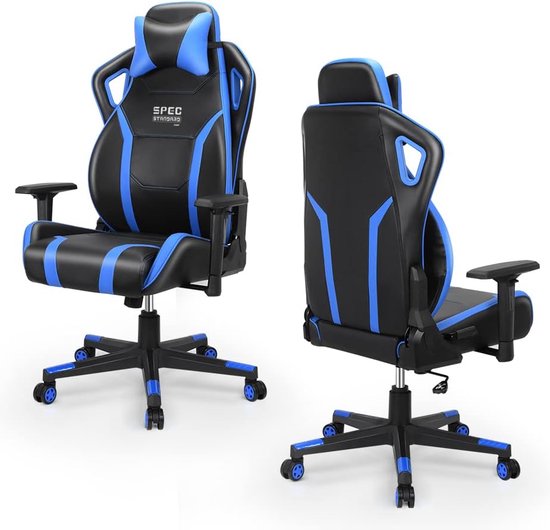 E-sport stoel, hoge rug gaming stoel verstelbare bureaustoel met voetsteun computer stoel met hoofdsteun en lumbale ondersteuning Multi-color optioneel (Color : Black gold