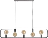 Hanglamp Strip 5 lichts | oud zilver | 130x4x150 cm | industriële eettafellamp | verstelbaar | woonkamer / eetkamer | metaal | modern design
