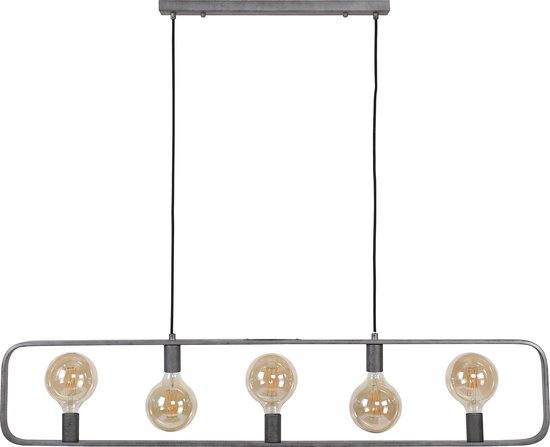 Lampe suspendue Strip 5 lumières | vieil argent | 130x4x150cm | lampe de table à manger industrielle | réglable | Salon salle à manger | métal | design contemporain