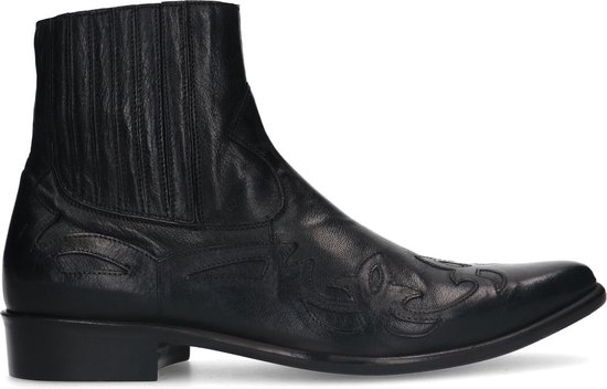 Sacha - Heren - Zwarte leren western boots met sierstiksels - Maat 42