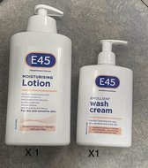 E45 Moisturising Lotion 500ML+ Emollient Wash Cream 250ML Duo PACK