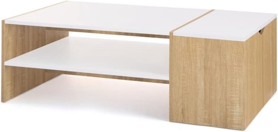 Table basse de bar contemporaine IZIA avec coffre en bois et blanc