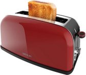 Cecotec Verticale broodrooster Toastin` time 850 Red Long Lite, 850 W vermogen, capaciteit voor 2 toasts, brede sleuf, roestvrij