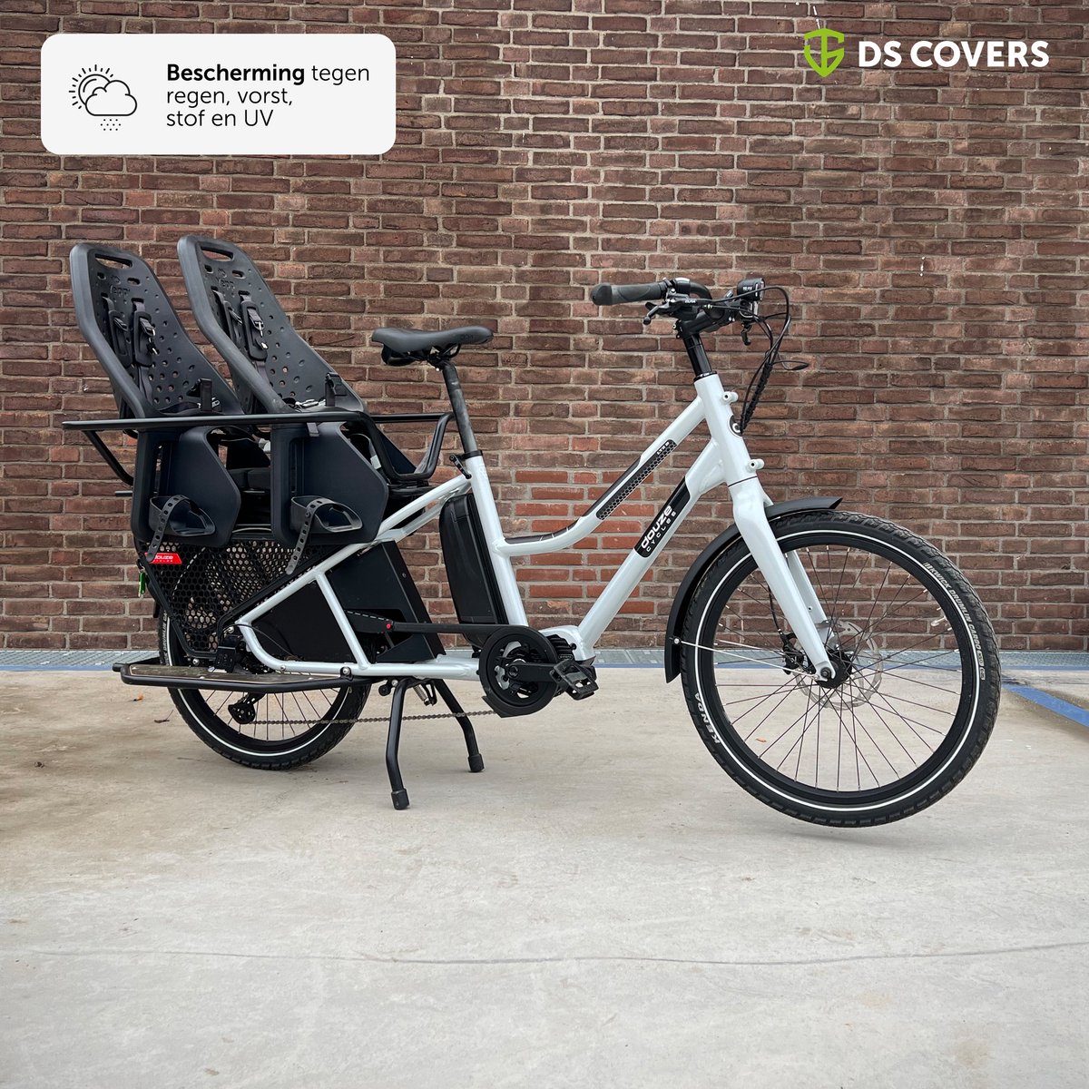 CARGO LONGTAIL bakfietshoes van DS COVERS – Outdoor – Waterdicht – UV bescherming – 300D Oxford – geschikt voor Longtail 2 wielers – Incl. Opbergzak