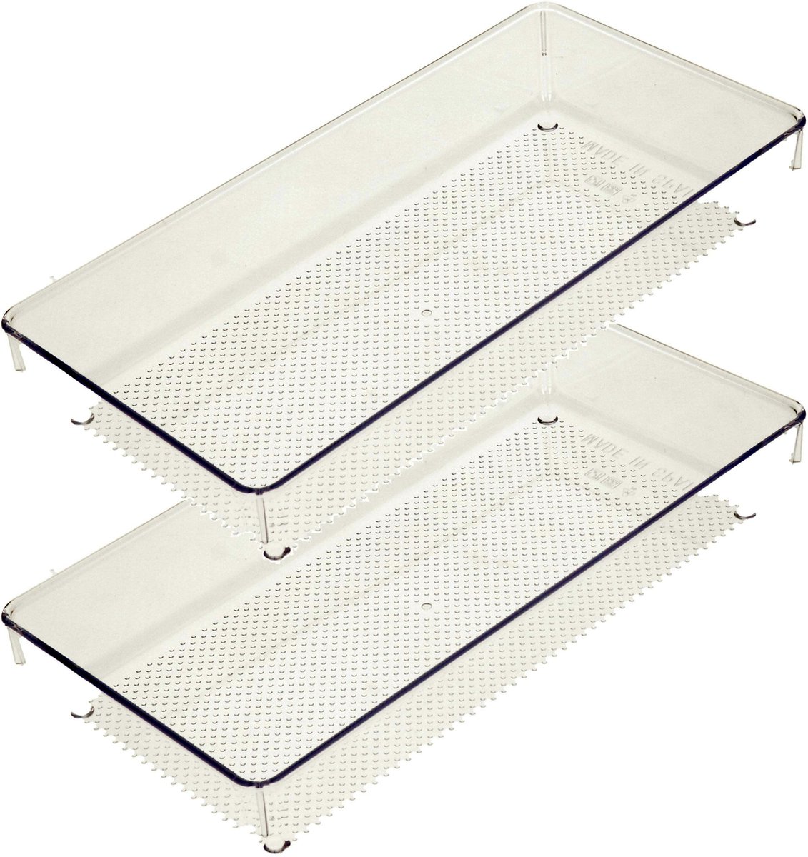 Plasticforte Lade organizer Skuff - 2x - transparant - kunststof - 30 x 15 x 5 cm - modulair - ladeverdeler