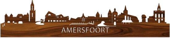 Skyline Amersfoort Palissander hout - 80 cm - Woondecoratie - Wanddecoratie - Meer steden beschikbaar - Woonkamer idee - City Art - Steden kunst - Cadeau voor hem - Cadeau voor haar - Jubileum - Trouwerij - WoodWideCities