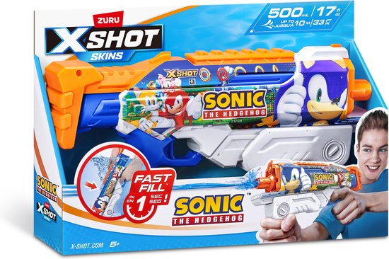 ZURU - XSHOT - Water - Skins à remplissage Fast Sonic The Hedgehog Hyperload Water Blaster de ZURU