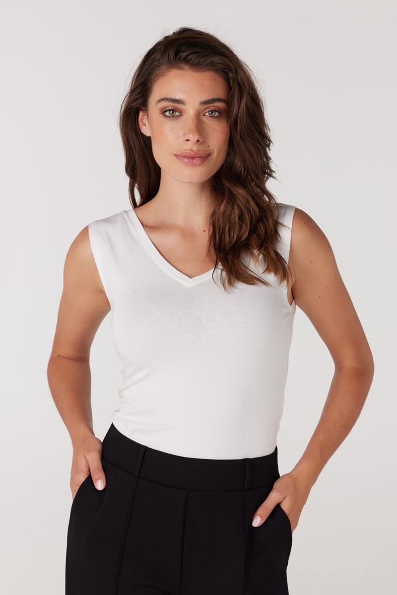Jansen Amsterdam Dames Top Wit Nance 2W Tank Top off white