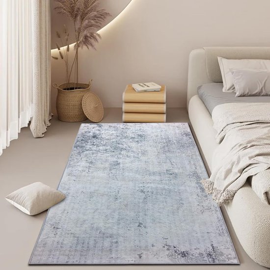 Cinknots Tapijtloper gangen, lange keukentapijtloper, antislip loper voor ingang, slaapkamer, woonkamer, wasbare rubberen achterkant, vloermat (lichtgrijs/bruin, 60 x 240 cm