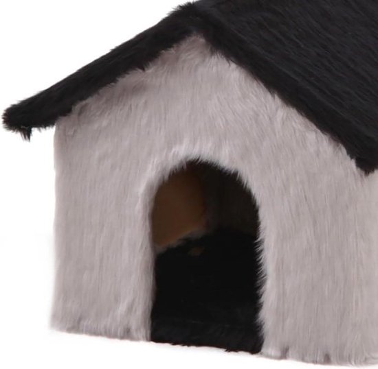 Whiwhi Kattengrot Huisdier binnen met pluizige mat, comfortabele kattenhuizen, warme grot, draagbaar huis voor katten en honden, 50 x 42 x 42 cm (grijs