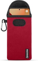 Coque pour Xiaomi Redmi Note 13 Pro 4G - Pochette en néoprène MobyDefend avec mousqueton - Étui d'insertion - Étui avec passant de ceinture - Rouge - Étui de téléphone portable - Étui de téléphone adapté pour Xiaomi Redmi Note 13 Pro 4G
