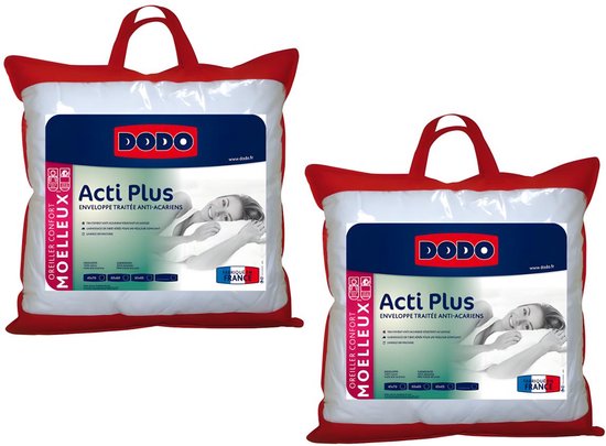 DODO Set 2 Hoofdkussens DODO ACTI PLUS II tegen allergieën - 65x65 cm L 65 cm x H 10 cm x D 65 cm