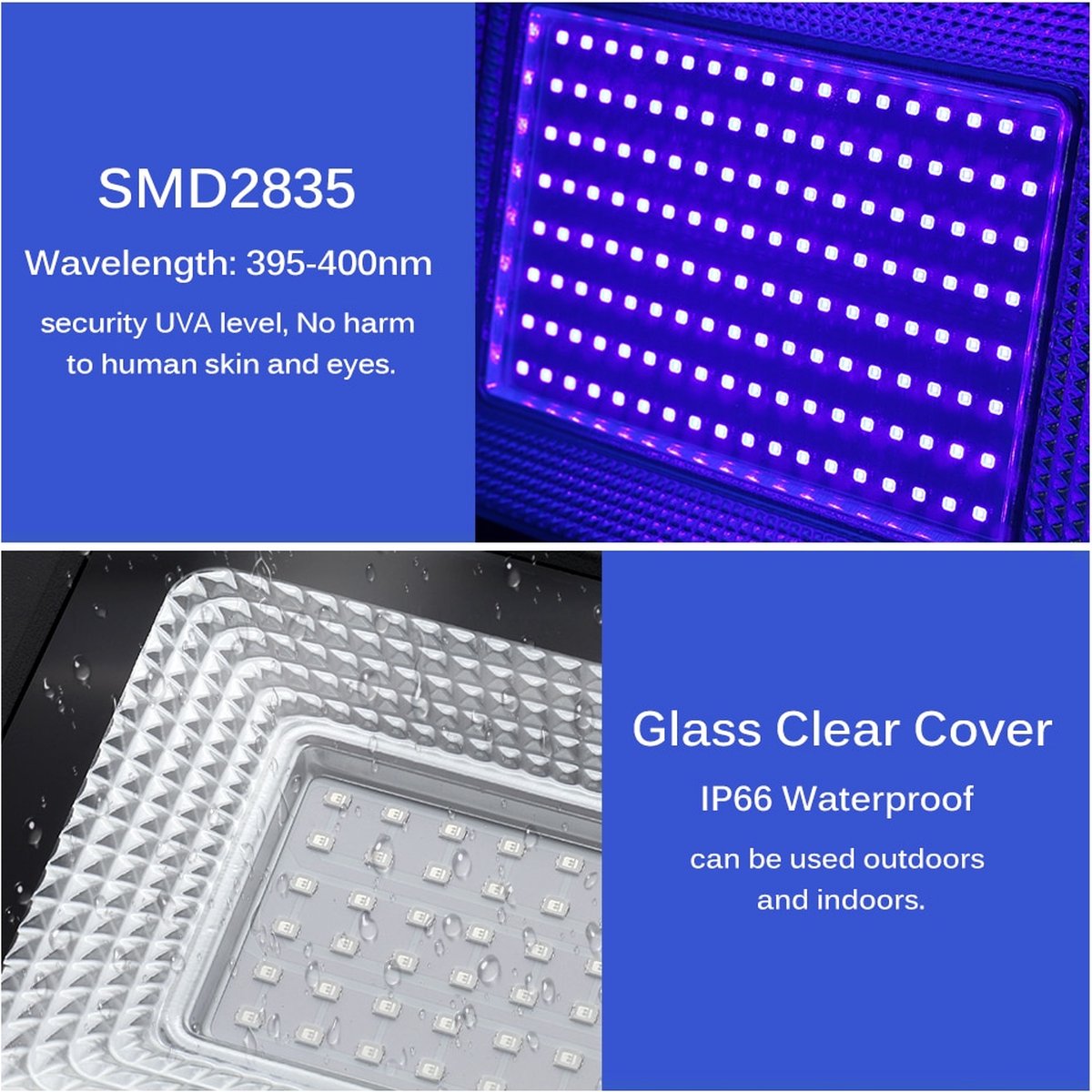 BOSITE Led-blacklight-schijnwerper, 30 W, uv-blacklight, partyschijnwerper, blacklight met kabel, IP66 waterdicht, blacklight-lamp voor Halloween, aquarium, concert, party, bar, neonkleuren BOSITE Led-blacklight-schijnwerper, 30 W, uv-blacklight, partyschijnwerper, blacklight met kabel, IP66 waterdicht, blacklight-lamp voor Halloween, aquarium, concert, party, bar, neonkleuren