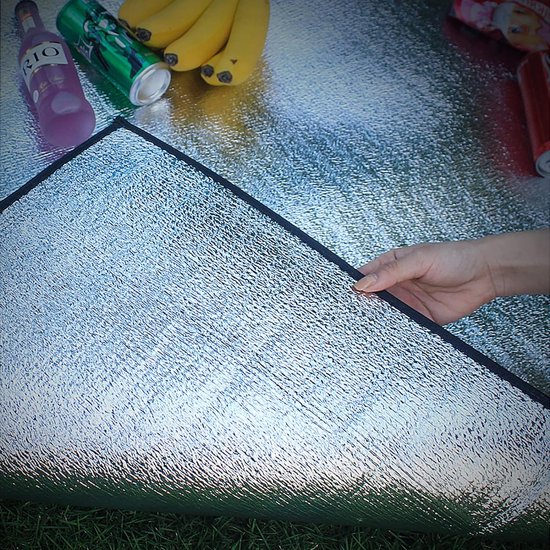 Isolatiemat van aluminiumfolie, 200 x 150 cm, schuimmat, vloermat, slaapmat, tentmat, thermomat, warmte-isolerend, opvouwbaar, compact, licht, voor camping, yoga, sport